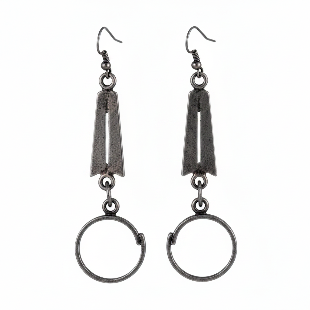 Pendientes plata oscura fondo blanco