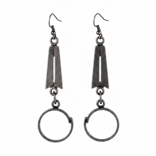 Pendientes plata oscura fondo blanco