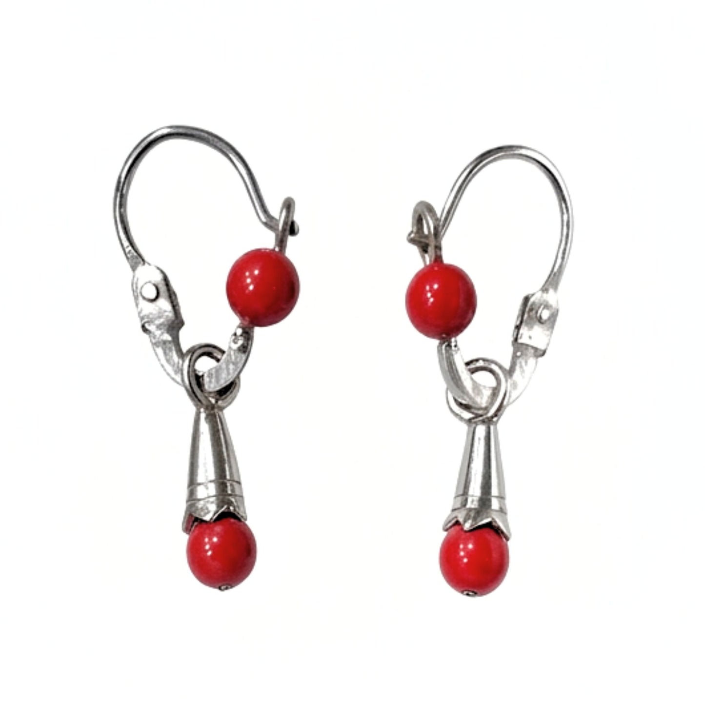 Pendientes de plata y rodio canarios lechera coral gota diseño joyería osnor moda moderno elegante boda fiesta fashion glamour lujo mujer y niñas 