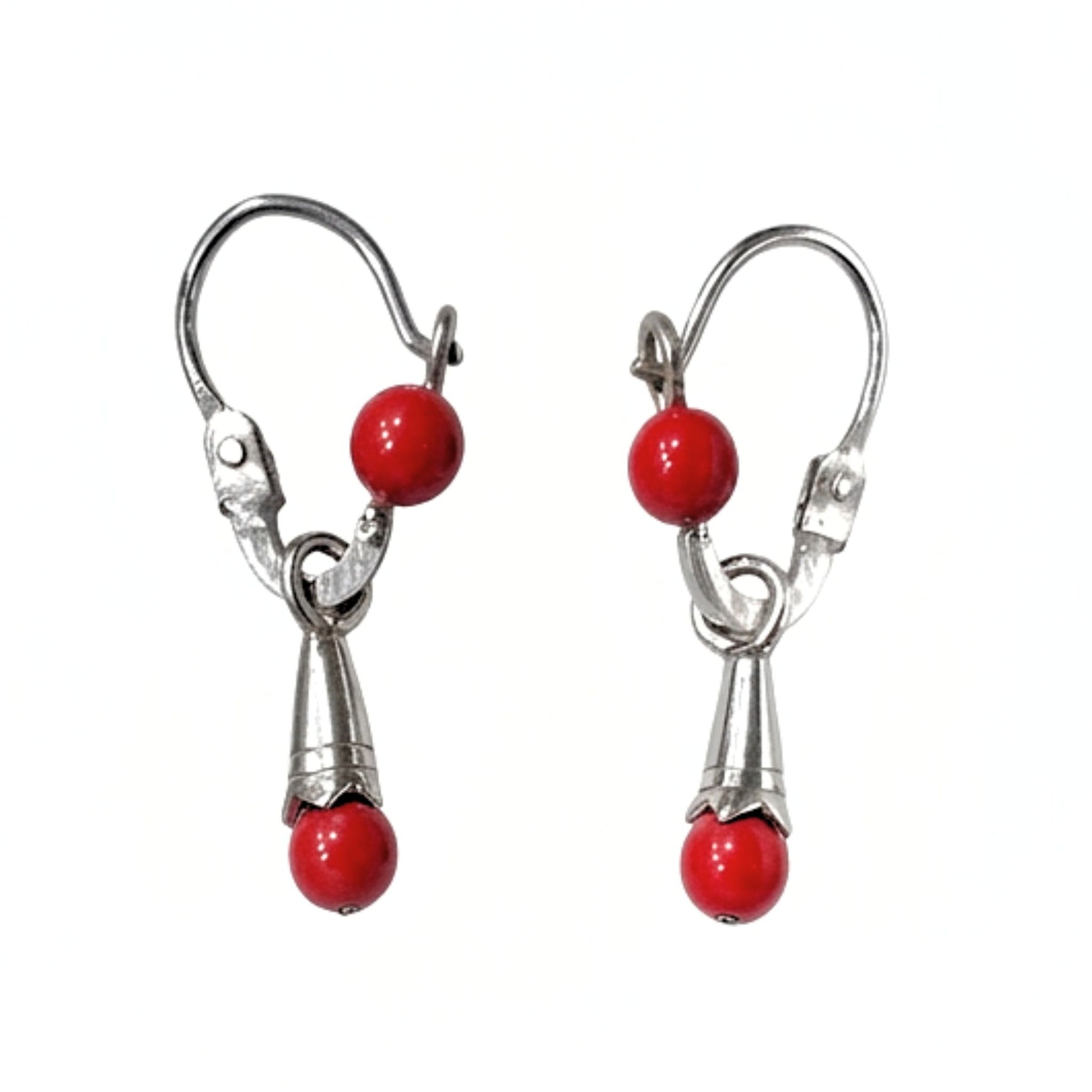 Pendientes de plata y rodio canarios lechera coral gota diseño joyería osnor moda moderno elegante boda fiesta fashion glamour lujo mujer y niñas 