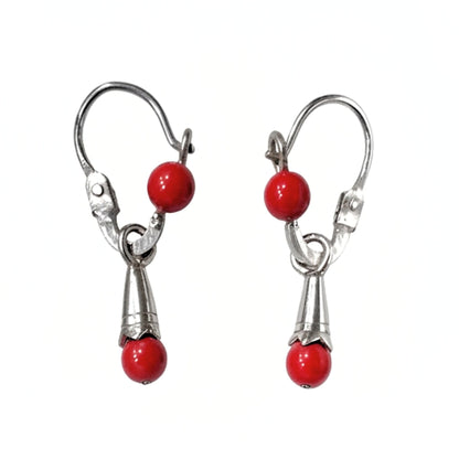 Pendientes de plata y rodio canarios lechera coral gota diseño joyería osnor moda moderno elegante boda fiesta fashion glamour lujo mujer y niñas 