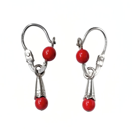 Pendientes de plata y rodio canarios lechera coral gota diseño joyería osnor moda moderno elegante boda fiesta fashion glamour lujo mujer y niñas 