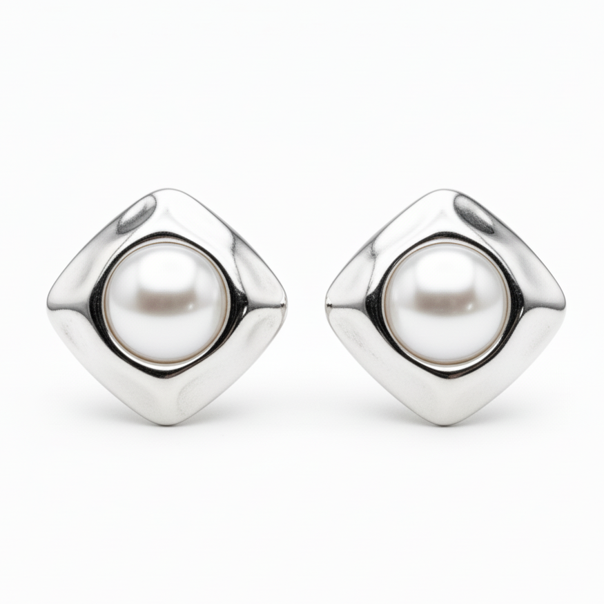 Pendientes plateado brillante acero diseño joyeria osnor