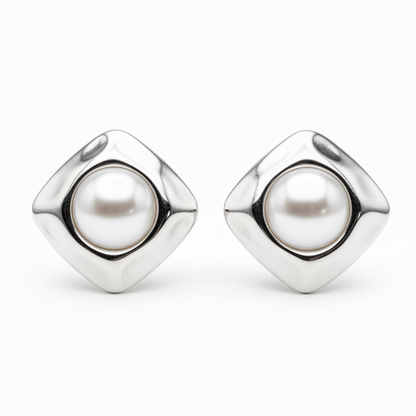 Pendientes plateado brillante acero diseño joyeria osnor
