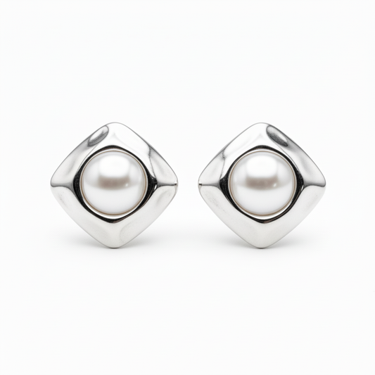 Pendientes plateado brillante acero diseño joyeria osnor