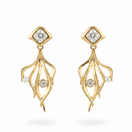 Pendientes sobre fondo blanco