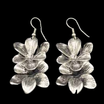 Pendientes Zamak Flor Volumen Hipoalergénicos Plateados | Joyería Osnor