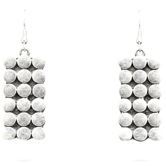 Pendientes de zamak mujer volumen hipoalergénico plateado aleación cierre hippie largo diseño joyería osnor moda moderno elegante boda fiesta glamour lujo exclusivo único 