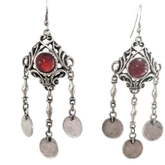 Pendientes de zamak mujer volumen hipoalergénico plateado cierre hippie monedas diseño joyería osnor moda moderno elegante boda fiesta glamour lujo 