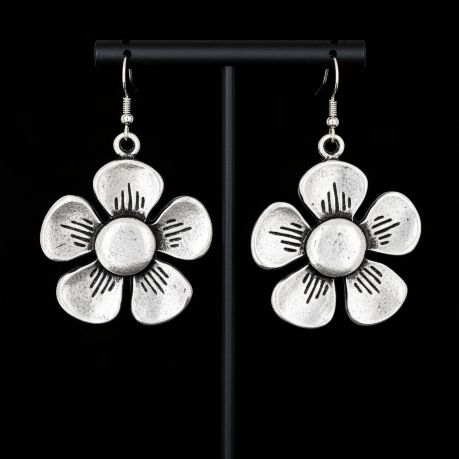 pendiente zamak largo flor exclusivo joyeria osnor zamak