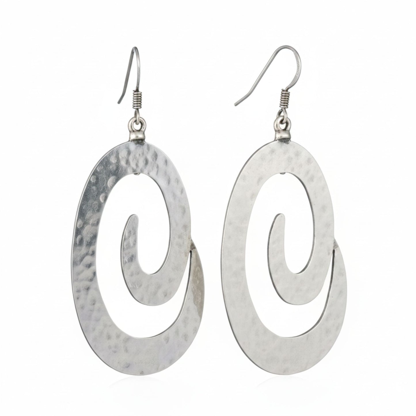 Pendientes Zamak Espiral Martillado - Diseño Geométrico. Joyeria Osnor