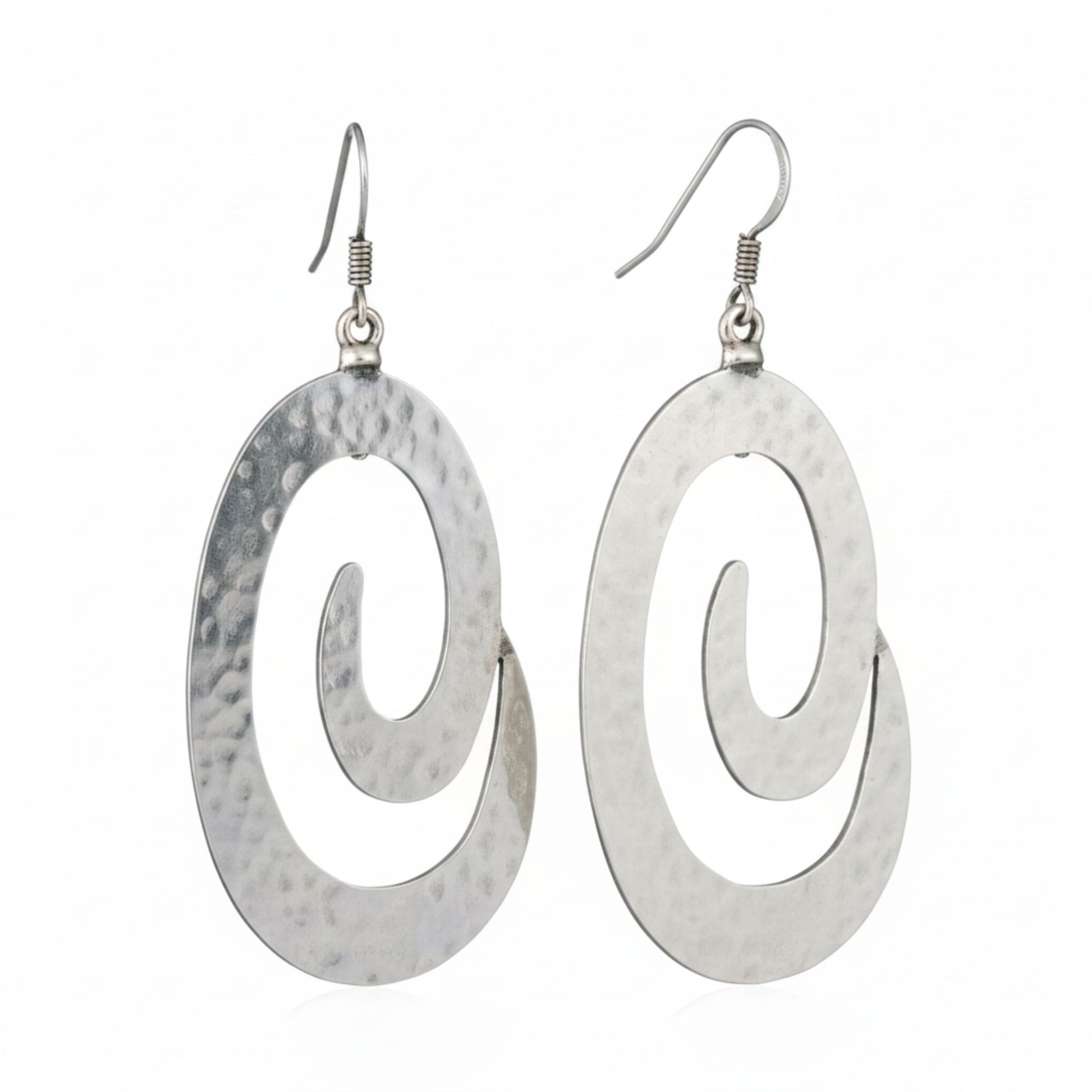 Pendientes Zamak Espiral Martillado - Diseño Geométrico. Joyeria Osnor
