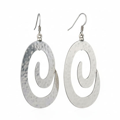 Pendientes Zamak Espiral Martillado - Diseño Geométrico. Joyeria Osnor