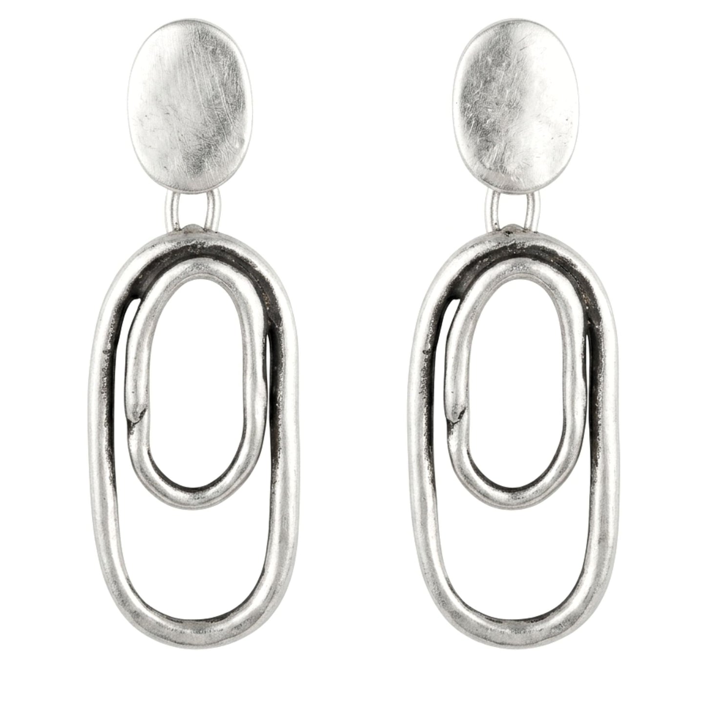 Pendientes de zamak mujer volumen hipoalergénico plateado aleación cierre de presión diseño joyería osnor moda moderno elegante boda fiesta fashion glamour lujo exclusivo único 