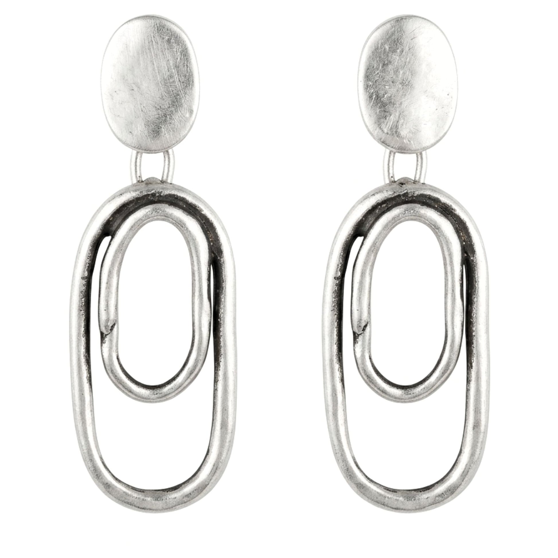 Pendientes de zamak mujer volumen hipoalergénico plateado aleación cierre de presión diseño joyería osnor moda moderno elegante boda fiesta fashion glamour lujo exclusivo único 