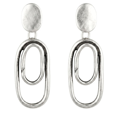 Pendientes de zamak mujer volumen hipoalergénico plateado aleación cierre de presión diseño joyería osnor moda moderno elegante boda fiesta fashion glamour lujo exclusivo único 