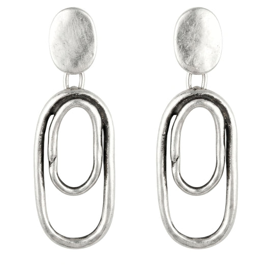Pendientes de zamak mujer volumen hipoalergénico plateado aleación cierre de presión diseño joyería osnor moda moderno elegante boda fiesta fashion glamour lujo exclusivo único 
