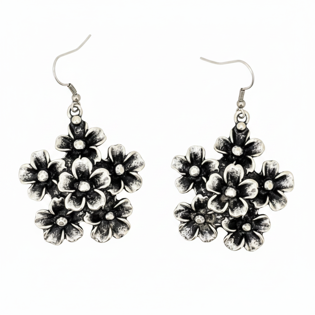 pendiente zamak flor trebol exclusivo  mujer joyeria osnor zamak