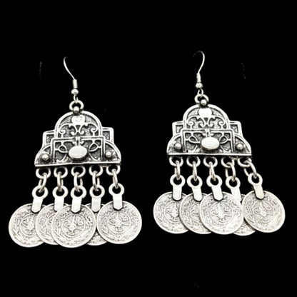 pendiente zamak con monedas exclusivo etnicos joyeria osnor zamak