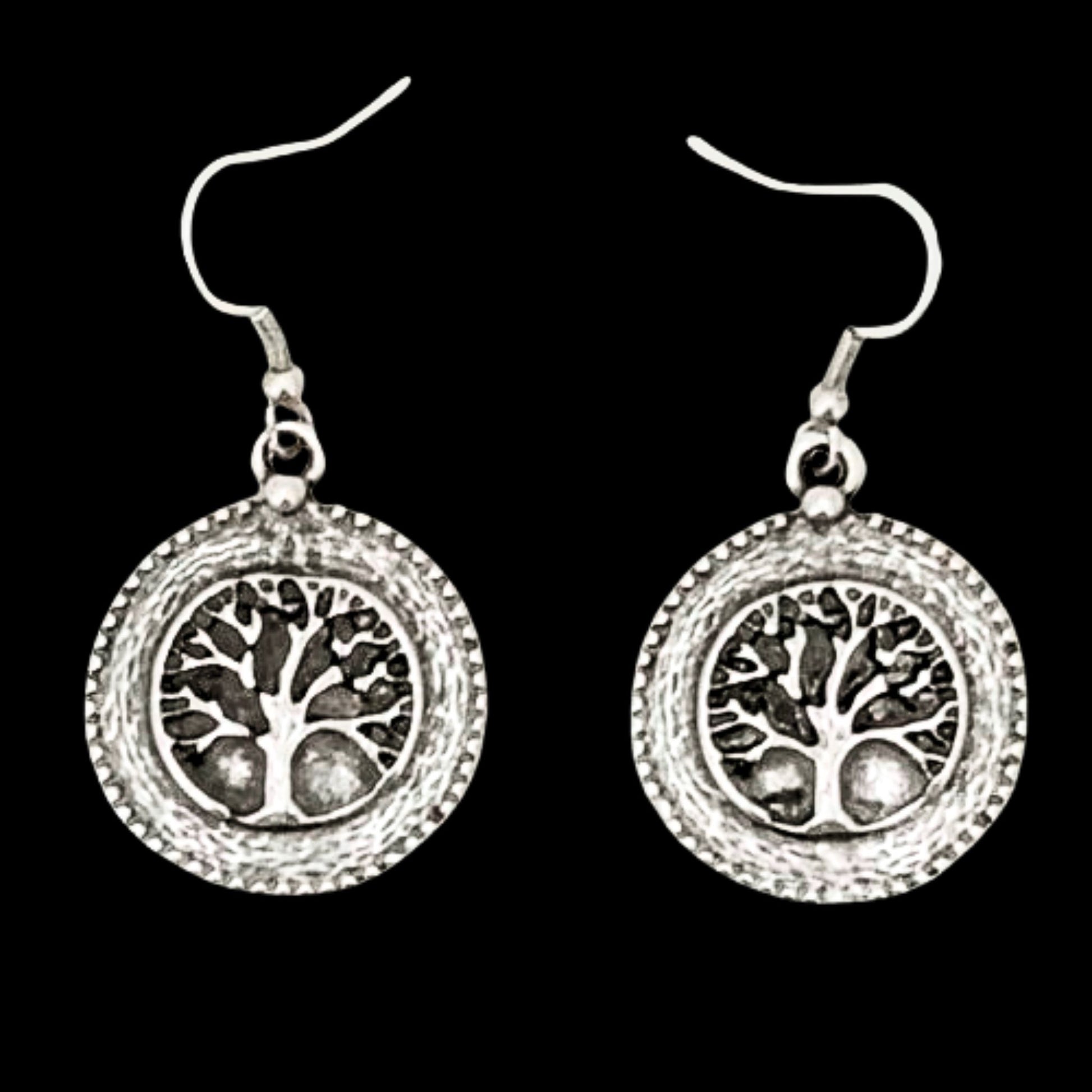 pendiente arbol de la vida exclusivo plateado joyeria osnor zamak