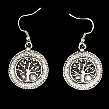 pendiente arbol de la vida exclusivo plateado joyeria osnor zamak
