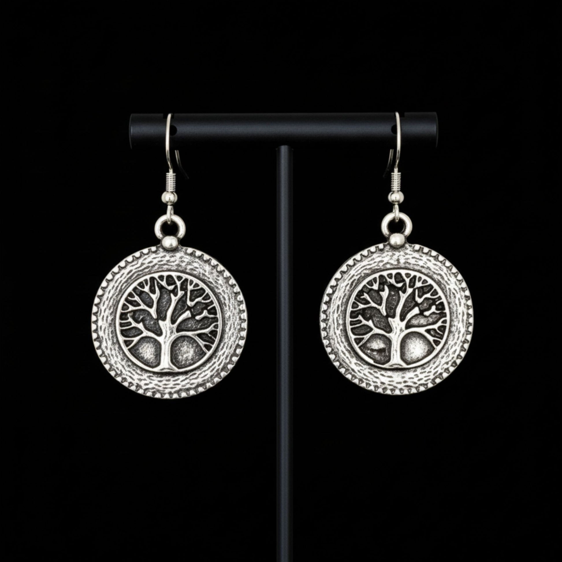 pendiente zamak arbol de la vida exclusivo plateado joyeria osnor zamak
