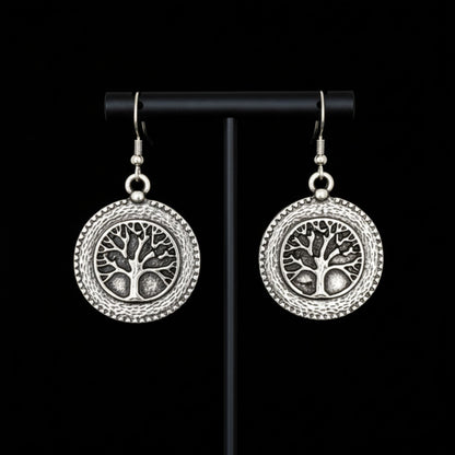 pendiente zamak arbol de la vida exclusivo plateado joyeria osnor zamak