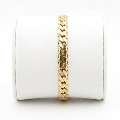 Pulsera de acero inoxidable dorado chapado oro 14ktes diseño joyería osnor moda moderno unisex