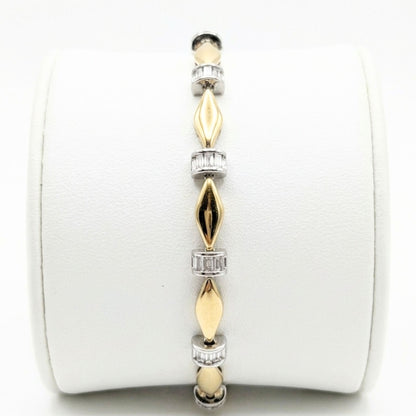 Pulsera acero inoxidable dorado chapado oro 14ktes circonitas blancas engastadas diseño joyería osnor moda moderno 