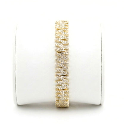 Pulsera de acero inoxidable dorado chapado oro 14ktes circonitas blancas engastadas diseño joyería osnor unisex