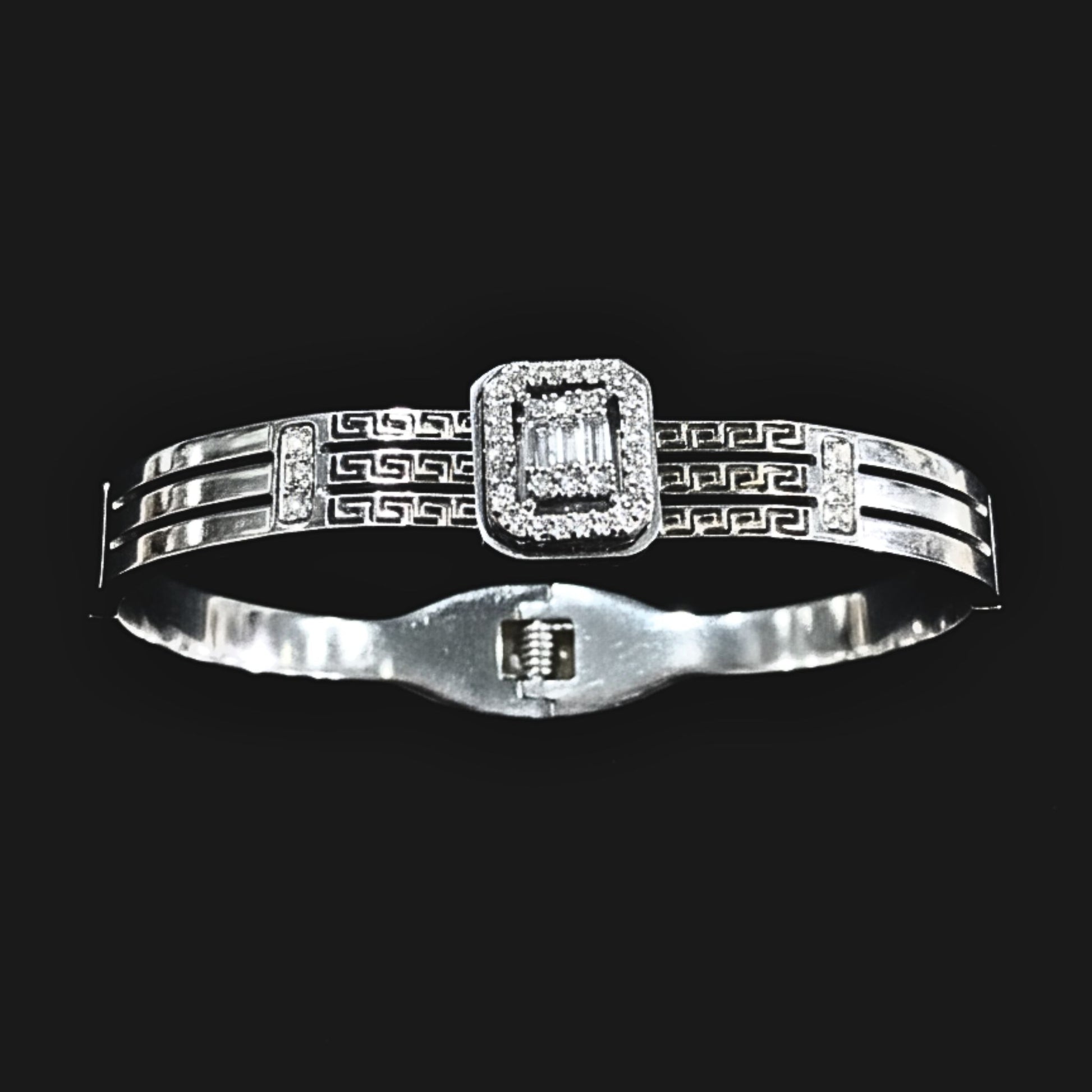 brazalete acero plateado diseño mujer joyeria osnor