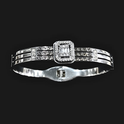 brazalete acero plateado diseño mujer joyeria osnor