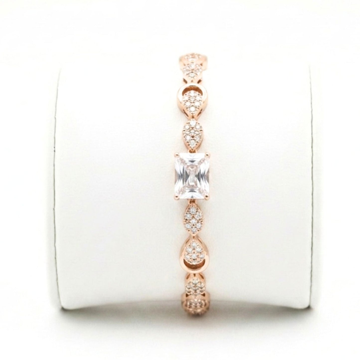 Pulsera acero inoxidable chapado oro rosa lujoso diseño mujer joyería osnor 