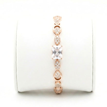Pulsera acero inoxidable chapado oro rosa lujoso diseño mujer joyería osnor 