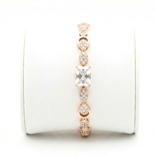 Pulsera acero inoxidable chapado oro rosa lujoso diseño mujer joyería osnor 