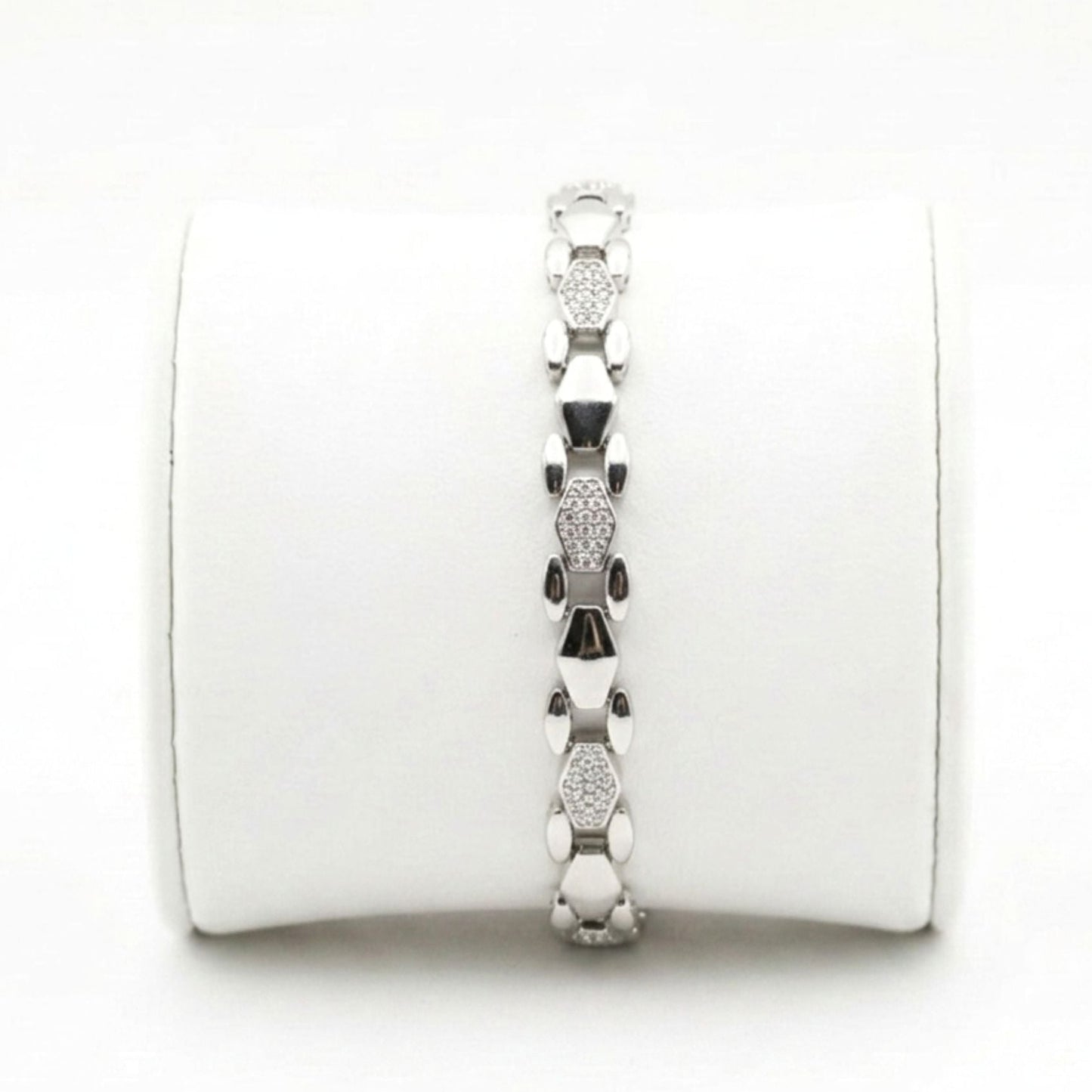 Pulsera de acero inoxidable plateado mujer diseño mujer joyería osnor 