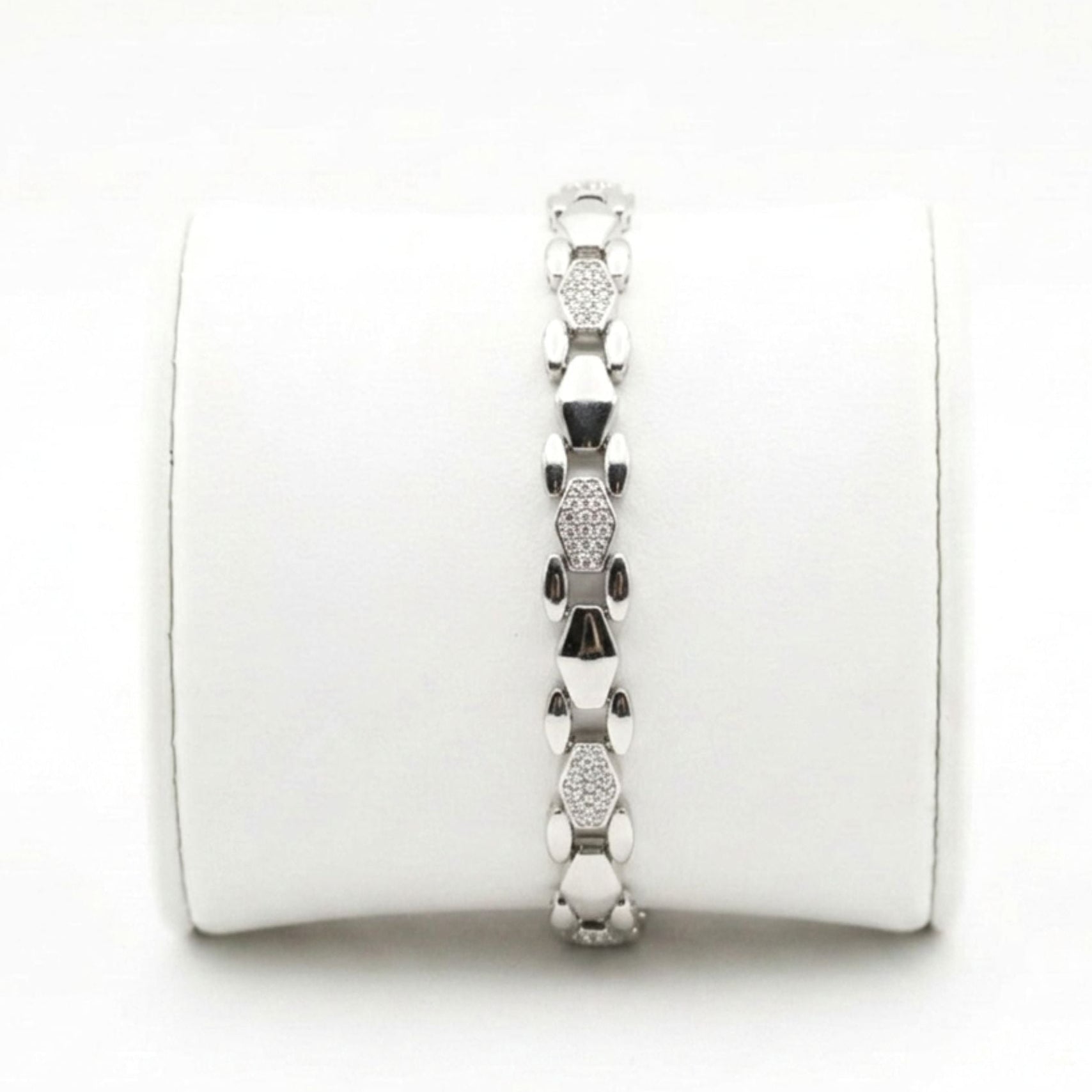 Pulsera de acero inoxidable plateado mujer diseño mujer joyería osnor 