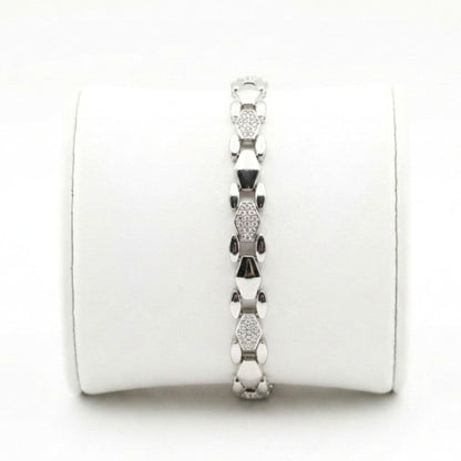 Pulsera de acero inoxidable plateado mujer diseño mujer joyería osnor 