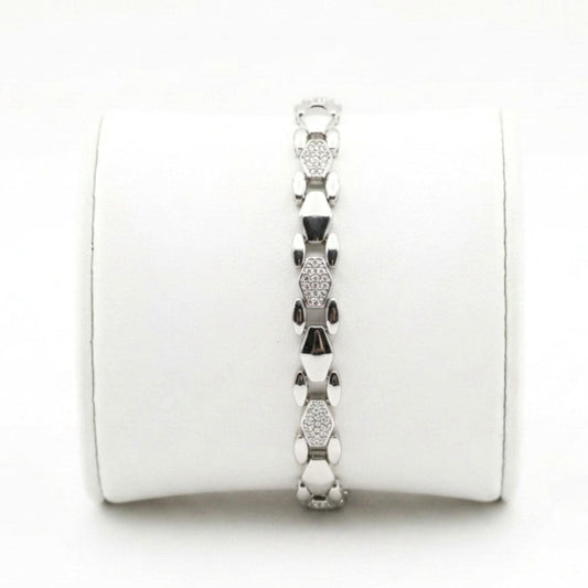Pulsera de acero inoxidable plateado mujer diseño mujer joyería osnor 