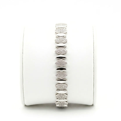 Pulsera de acero inoxidable plateado mujer circonitas blancas engastadas diseño joyería osnor 