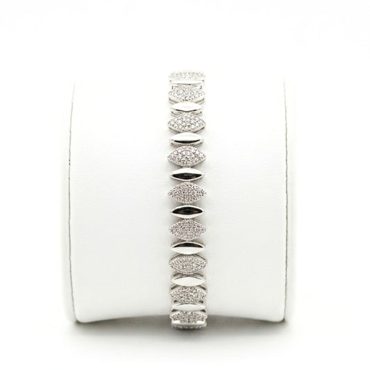 Pulsera de acero inoxidable plateado mujer circonitas blancas engastadas diseño joyería osnor 