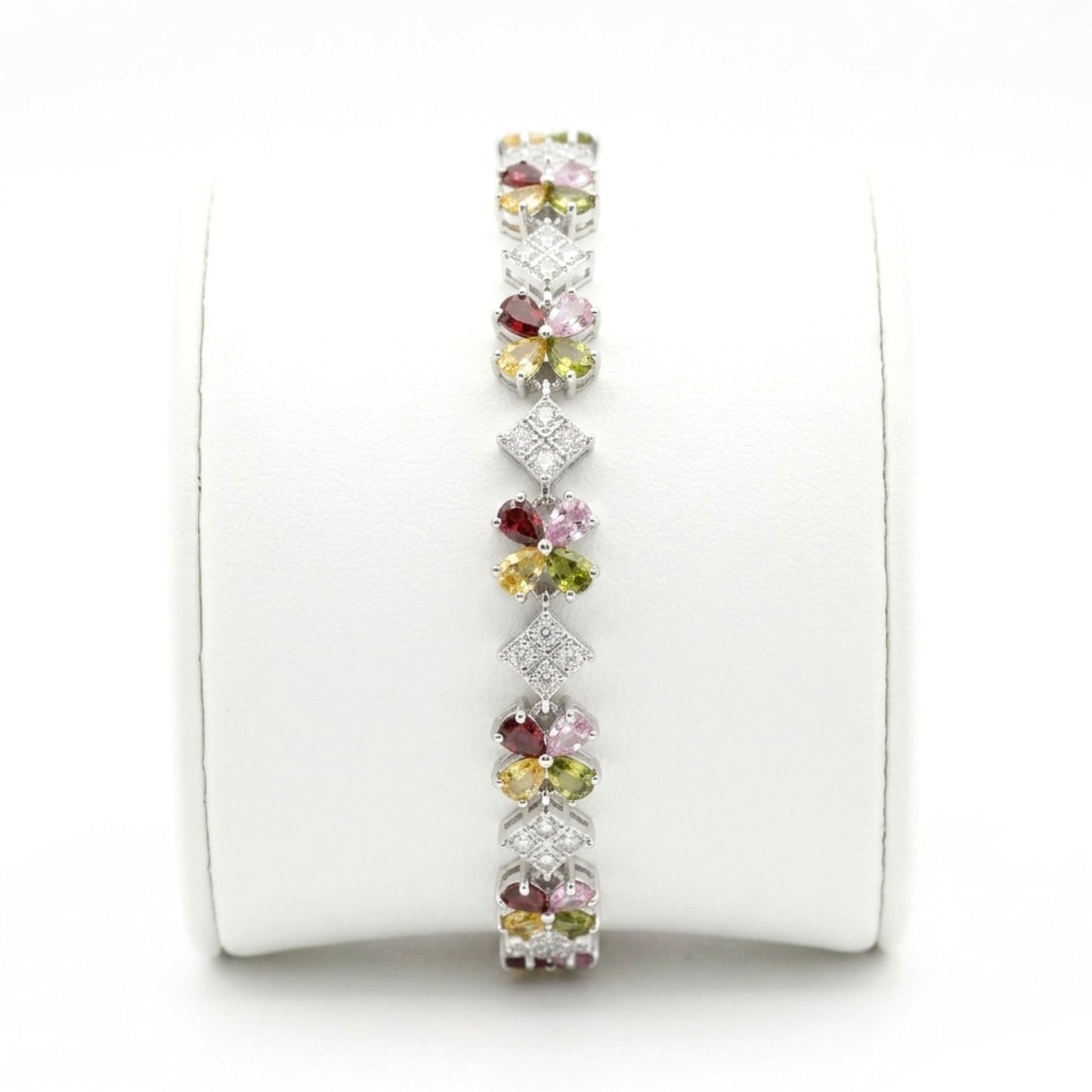 Pulsera de acero inoxidable plateado mujer circonitas diseño joyería osnor 