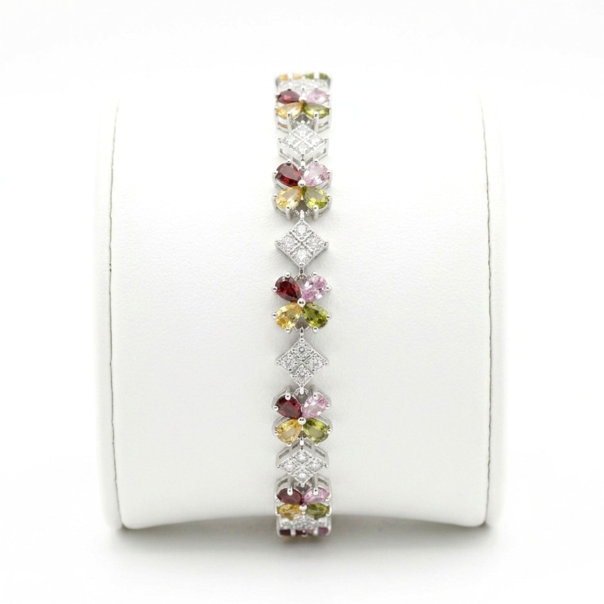 Pulsera de acero inoxidable plateado mujer circonitas diseño joyería osnor 