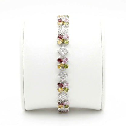 Pulsera de acero inoxidable plateado mujer circonitas diseño joyería osnor 