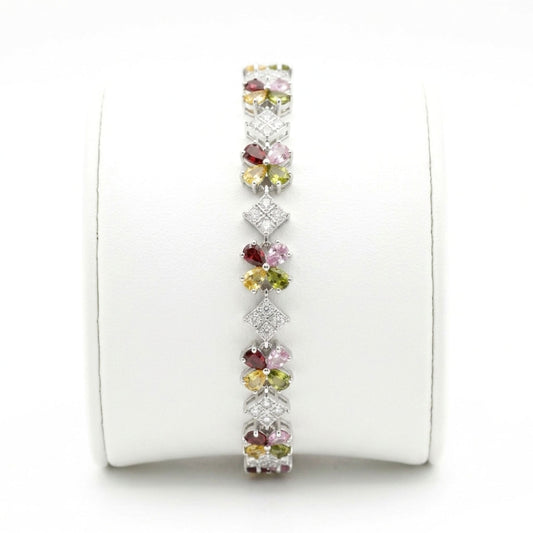 Pulsera de acero inoxidable plateado mujer circonitas diseño joyería osnor 