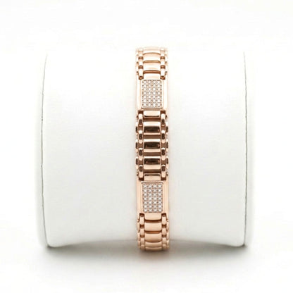 Pulsera acero inoxidable rosa unisex diseño joyería osnor moda moderno elegante 