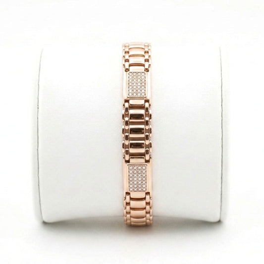 Pulsera acero inoxidable rosa unisex diseño joyería osnor moda moderno elegante 