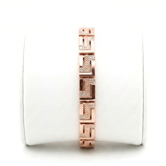Pulsera acero inoxidable rosa unisex diseño joyería osnor moda Circonitas liso brillo 