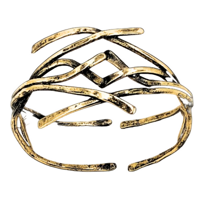 Brazalete Bronce Dorado Envejecido Calado | Ajustable | Diseño Exclusivo Arte & Escultura