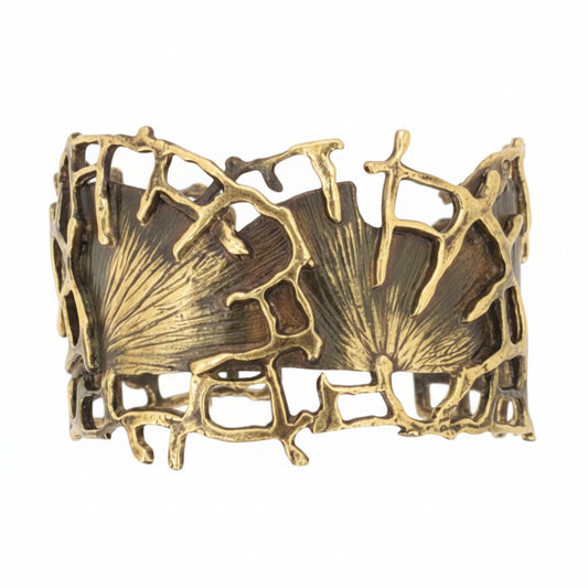 Pulsera brazalete bronce dorado exclusivo escultura joyeria osnor zamak
